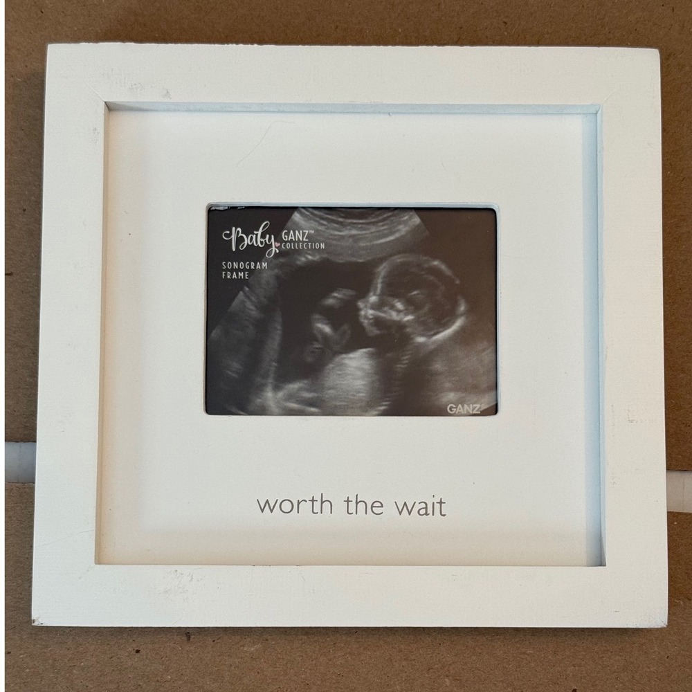 Baby Ganz Collection Worth The Wait Sonogram Frame White Wood Ultrasound Photo - Picture 1 of 7